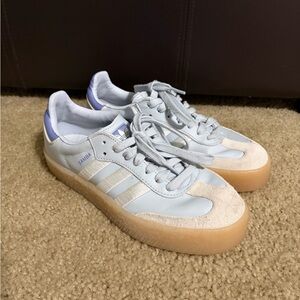 adidas Samba Platform Sneakers in Light Blue with Gum Sole